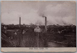 Postcard London Ontario c1907 Power House Square Cancel Mount Brydges *as is*