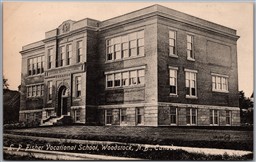 Postcard Woodstock New Brunswick The L. P. Fisher Vocational School Carleton Co.