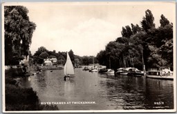Postcard RPPC c1950s Twickenham England River Thames Sail Boats