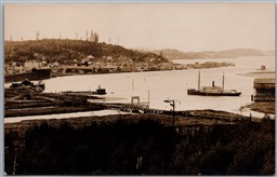 Postcard RPPC c1910s Marshfield Oregon Scenic View of Coos Bay Steamer