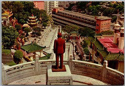 Postcard Hong Kong Bronze Statue of Mr. Aw Boon Haw Chinese Philanthropist