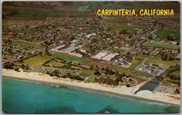 Postcard Carpinteria California c1968 Aerial View World's Safest Beach