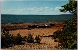 Postcard Lesser Slave Lake Alberta c1972 Provincial Park Old Cars on Beach