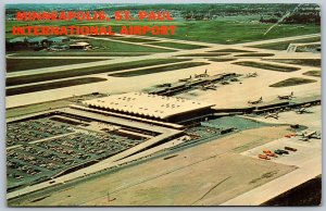 Postcard Minneapolis Minnesota c1960s St. Paul International Airport Aerail View