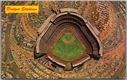 Postcard Los Angeles California Aerial View of Dodger Stadium Baseball