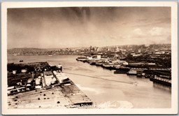 RPPC Seattle Washington Birds Eye View Waterfront with Business District