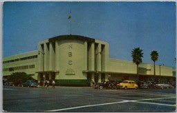 Postcard Hollywood California NBC Radio City Studios Sunset and Vine Old Cars