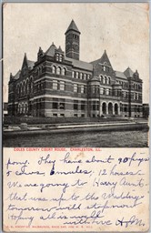 Postcard Charleston Illinois c1910 Coles County Court House