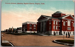 Postcard Regina Saskatchewan c1910s Victoria Avenue Showing Baptist Church
