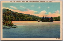 Postcard Inlet New York Sixth Lake & Jone's Island Central Adirondack Mountains