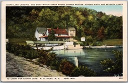 Postcard Inlet New York Sixth Lake Landing Boat to Seventh Lakes to Eighth