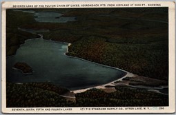 Postcard New York Seventh Lake of Fulton Chain of Lakes Aerial View Adirondacks