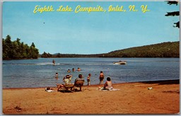 Postcard Inlet New York c1962 Adirondack Mountains Eighth Lake Beach Camping