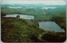 Postcard Eagle Bay New York The Browns Tract Pond Campsite Aerial View