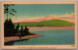 Postcard Inlet New York Scenic View of Fourth Lake Central Adirdondack Mountains
