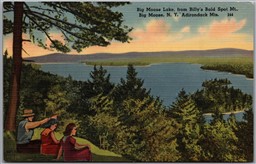 Postcard Big Moose Lake New York Billy's Bald Spot Mt. Adirondack Mountains
