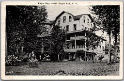 Postcard Eagle Bay New York c1940 Eagle Bay Hotel Adirondack Mountains