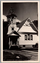 Postcard RPPC Inlet New York Church of the Lakes Adirondack Mountains