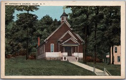 Postcard Inlet New York St. Anthony's Church Adirondack Mountains
