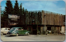 Postcard Eagle Bay New York Teich's Old Trading Post Wildlife Antiques Old Cars