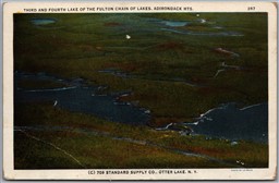 Postcard Fulton Chain of Lakes New York Third & Fourth Lake Adirondack Mountains