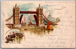 Postcard London England c1907 Tuck Tower Bridge Pool of London