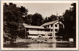 Postcard RPPC c1949 Deposit New York Oquaga Lake Clearwater's Forest Park Hotel