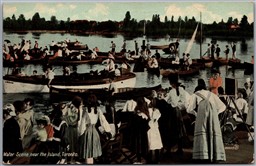 Postcard Toronto Ontario c1910s Water Scene Centre Island Boats Animated Scene
