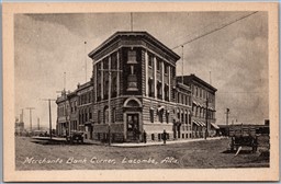 Postcard Lacombe Alberta c1910s Merchants Bank Corner by Heliotype