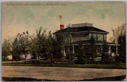 Postcard Moosomin Saskatchewan Mayor Elwood's Residence by W. P. Pennington