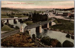 Postcard Tasmania Australia c1908 Deloraine on River Meander by Spurling & Son