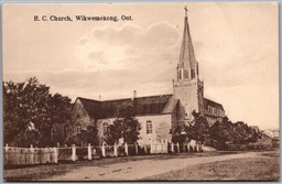 Postcard Wikwemikong Ontario c1910s R. C. Church Manitoulin District