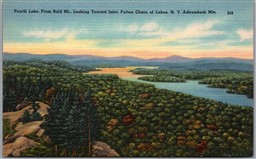 Postcard Fourth Lake New York Bald Mt. Toward Inlet Fulton Chain Scenic View