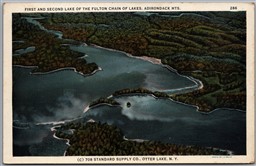 Postcard Old Forge New York First & Second Lake Aerial View Hollywood Hills