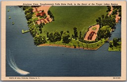 Postcard Ithaca New York Airplane Aerial View Taughannock Falls State Park