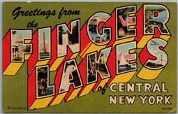 Postcard c1954 Greeings from Finger Lakes of Central New York Large Letter