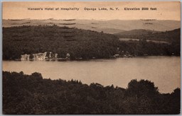 Postcard Oquaga Lake New York c1936 Hanson's Hotel of Hospitality by Albertype