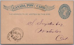 Postal Stationery c1892 St. Jacobs Ontario to Waterloo ONT CDS Cancels Webb# P9