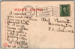 Postcard Medford Massachusetts c1908 Flag Cancel Boston Hanover Street Station