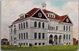 Postcard Brandon Manitoba c1909 Alexandra School from Elgin MB SS Alberta Ref.
