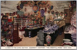 Postcard New York City Vantines The Oriental Store China Section Basement