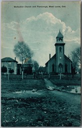 Postcard West Lorne Ontario 1914 Methodist Church & Parsonage Elgin Co by Rumsey