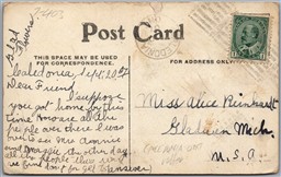 Postcard Roller Cancel c1907 Caledonia Ontario to Gladwin Michigan