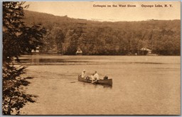 Postcard Oquaga Lake New York c1941 Cottages on the West Shore by Albertype