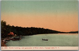 Postcard Oquaga Lake New York c1910s Scotts Landing and Panorama of West Shore