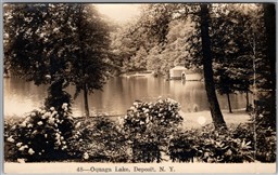 Postcard RPPC Oquaga Lake Deposit New York Scenic View Boathouse *as is*