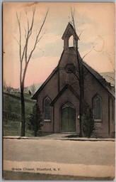 Postcard Stamford New York c1910s Grace Chapel Catskill Mountains Delaware Co.