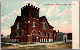 Postcard Moose Jaw Saskatchewan Presbyterian Church Pense SK to Vittoria Ontario