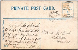 Postcard Split Ring Cancel c1910 Walsh Ontario to Vittoria ONT *as is*
