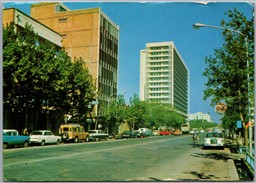 Postcard Tehran Iran c1966 Iranian National Oil Co. Building Pepsi to Lynden ONT